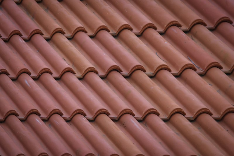 Rows of new terracotta tiles